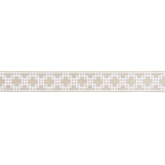 Schumacher Squared Away Trellis Tape Natural Trim Sample 83592