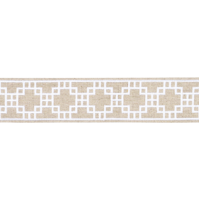 Schumacher Squared Away Trellis Tape Natural Trim Sample 83592