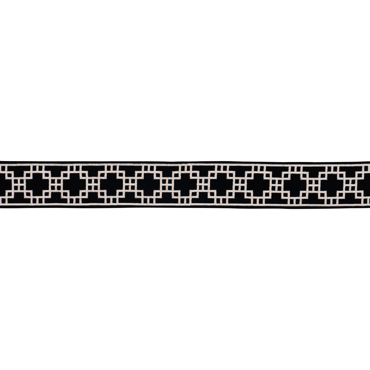 Schumacher Squared Away Trellis Tape Black Trim Sample 83593