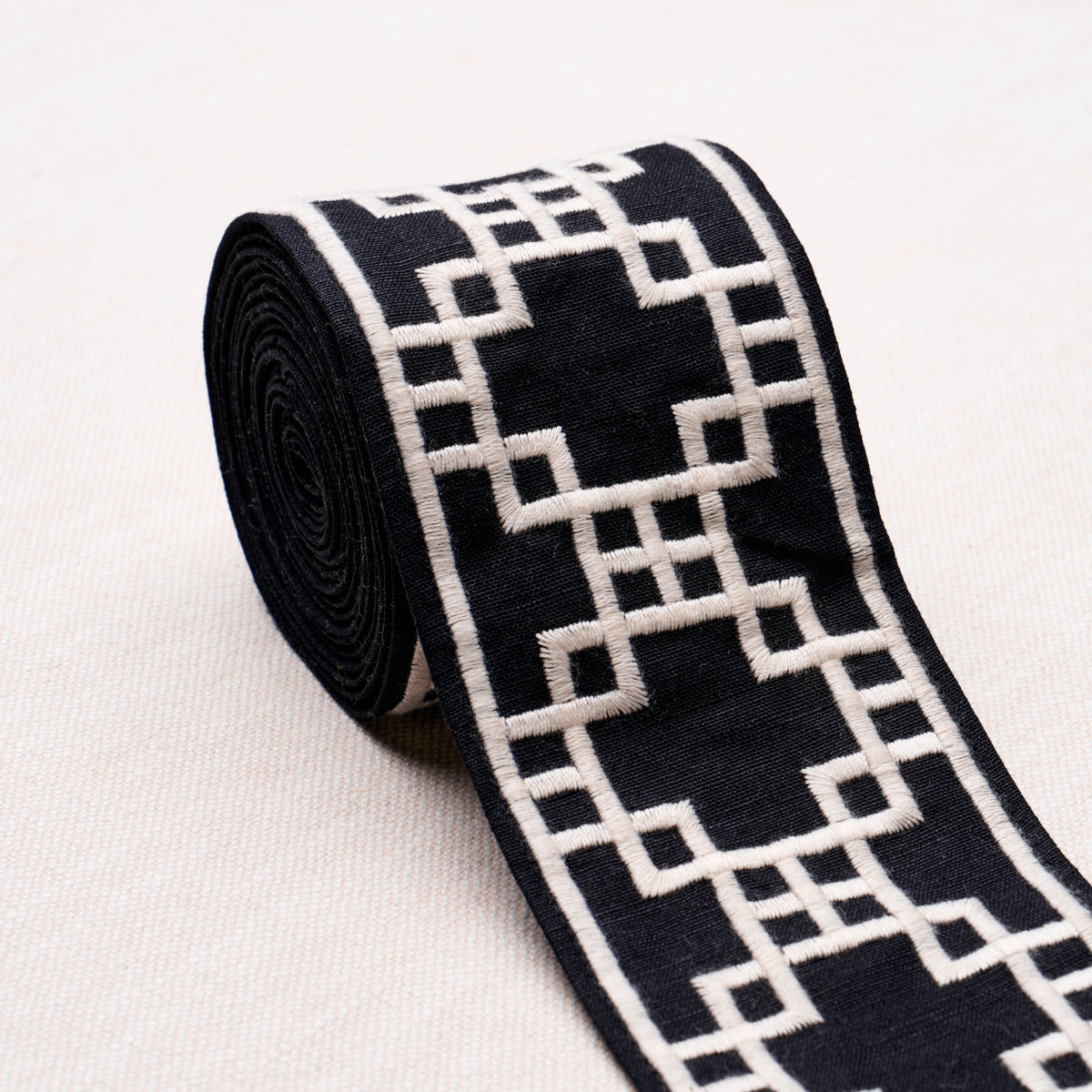 Schumacher Squared Away Trellis Tape Black Trim 83593