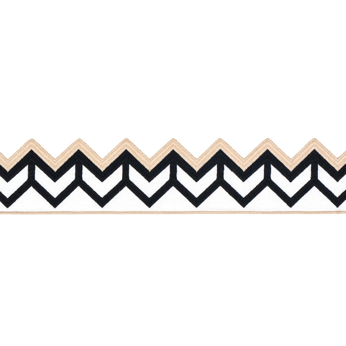 Schumacher Sparren Embroidered Tape Black Trim Sample 83610