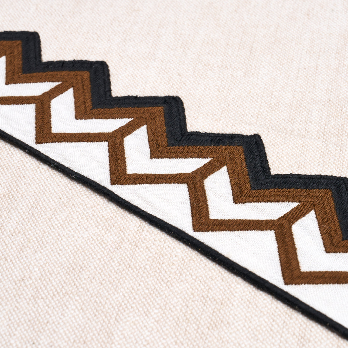 Schumacher Sparren Embroidered Tape Brown Trim 83611