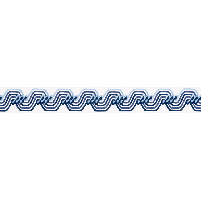 Schumacher The Twist Embroidered Tape Blue Trim 83630