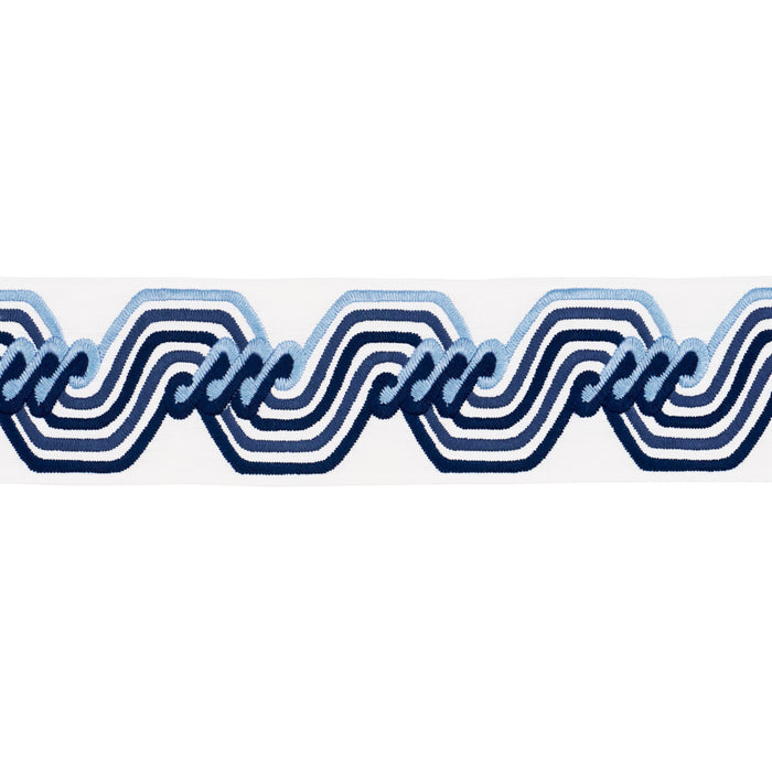 Schumacher The Twist Embroidered Tape Blue Trim Sample 83630