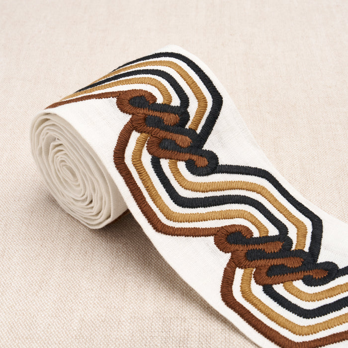 Schumacher The Twist Embroidered Tape Brown Trim 83632