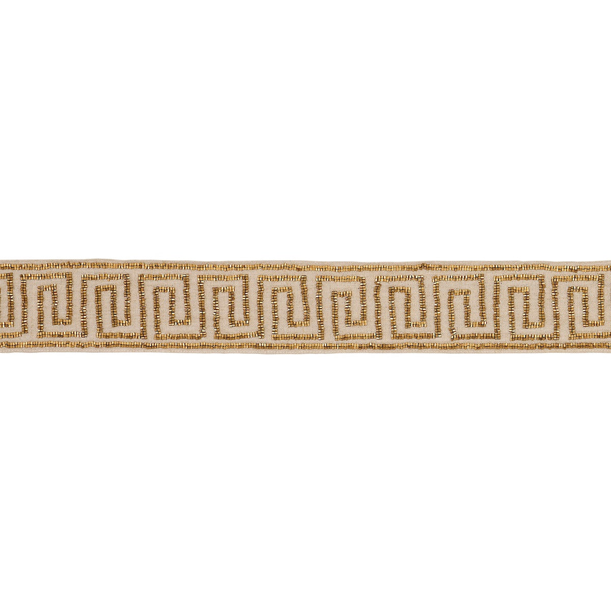 Schumacher Delphi Beaded Tape Gold On Natural Trim Sample 83641