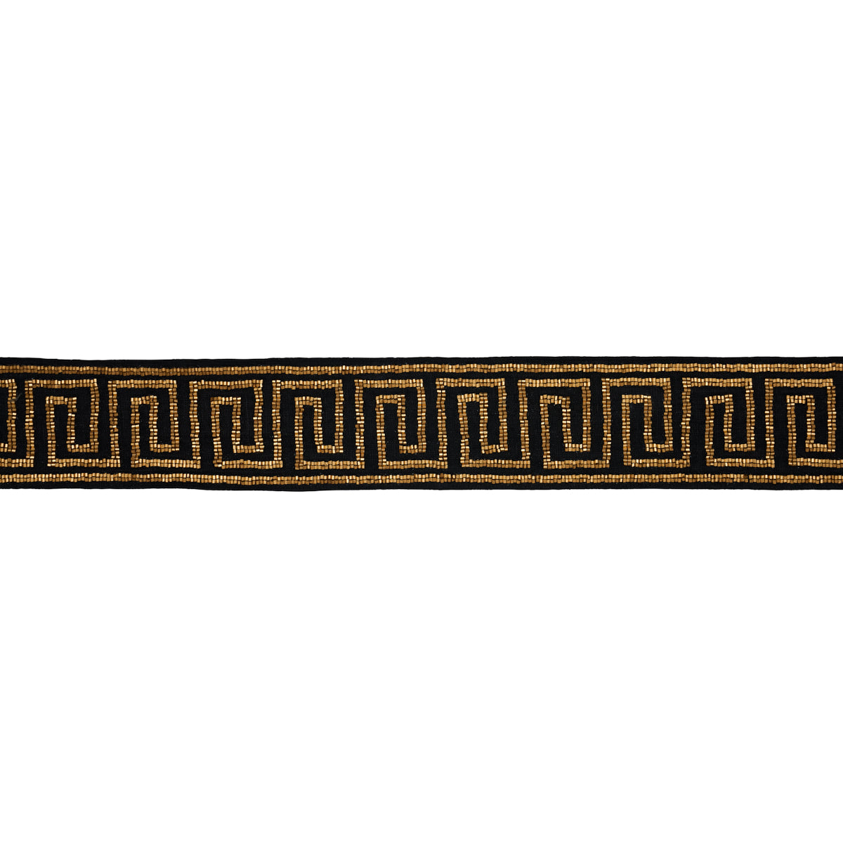 Schumacher Delphi Beaded Tape Gold On Black Trim Sample 83642