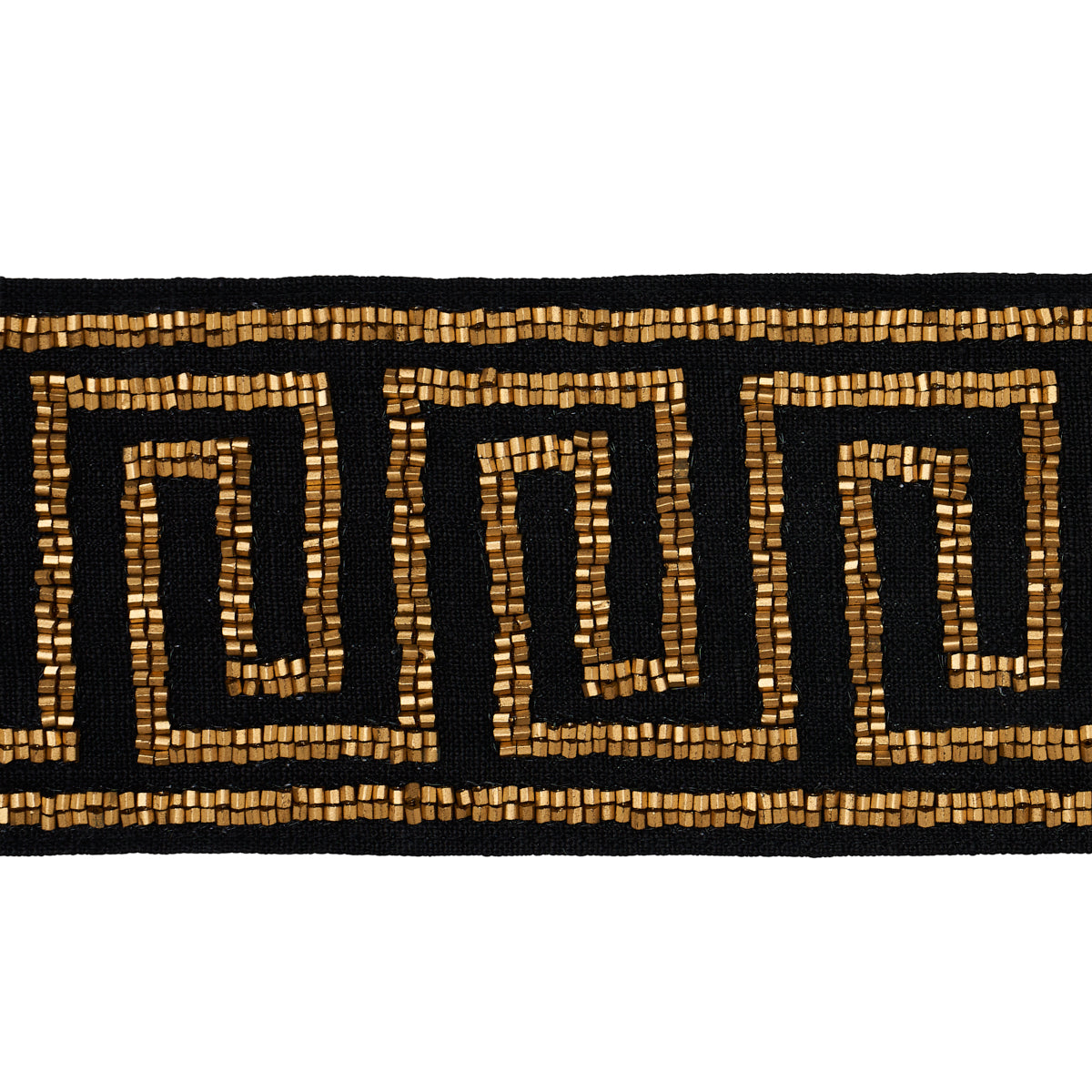 Schumacher Delphi Beaded Tape Gold On Black Trim Sample 83642