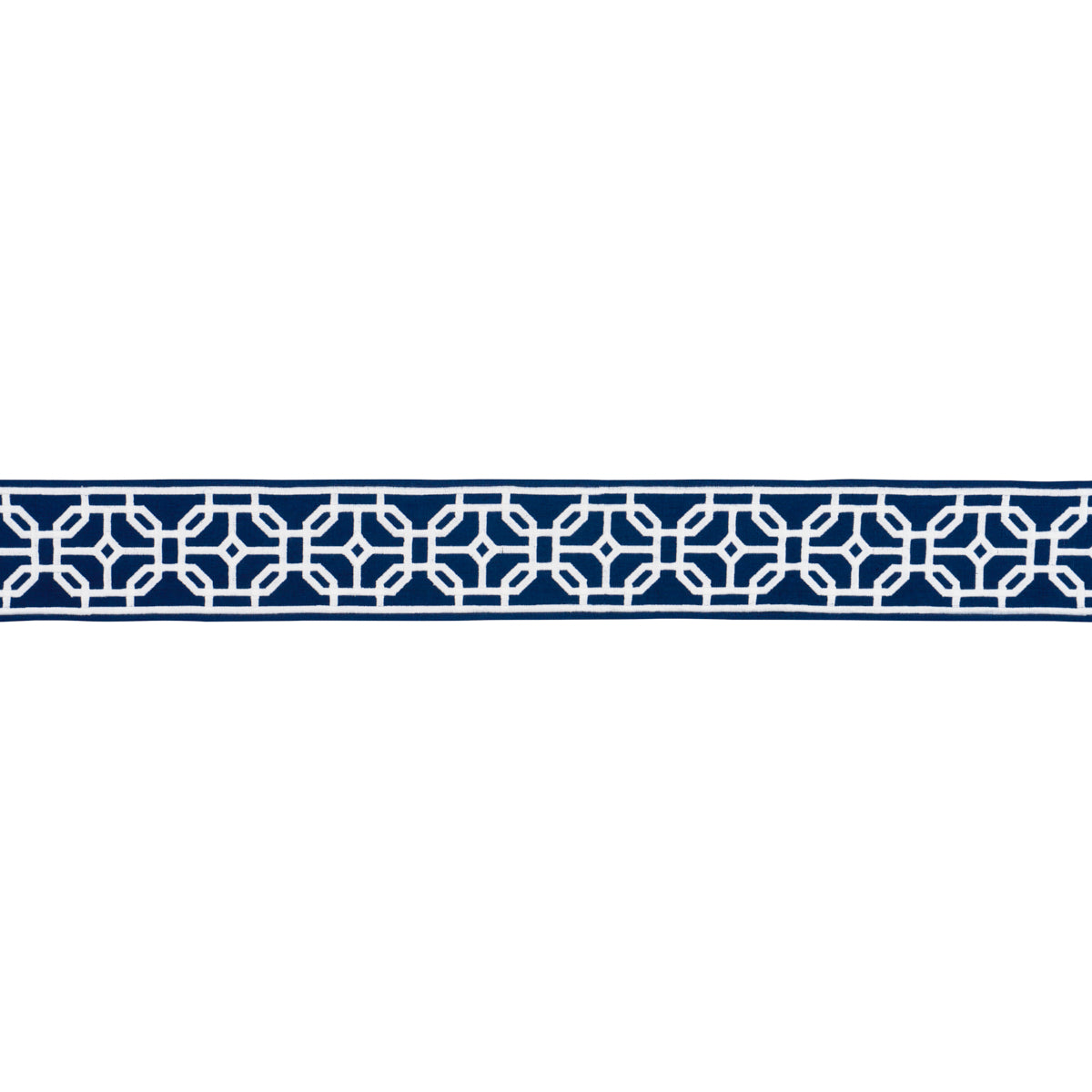 Schumacher Gazebo Trellis Tape Navy Trim 83651