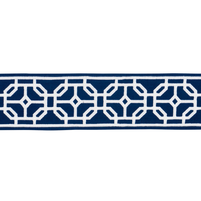 Schumacher Gazebo Trellis Tape Navy Trim Sample 83651