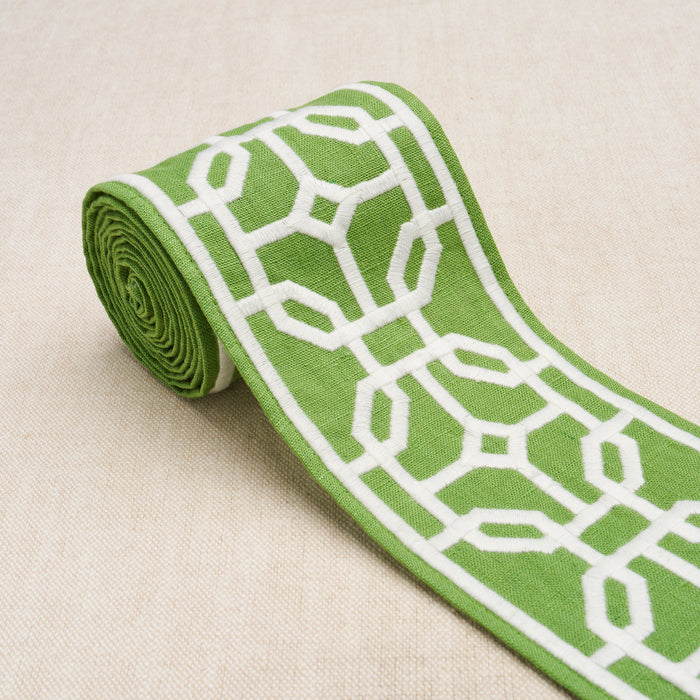 Schumacher Gazebo Trellis Tape Green Trim Sample 83652