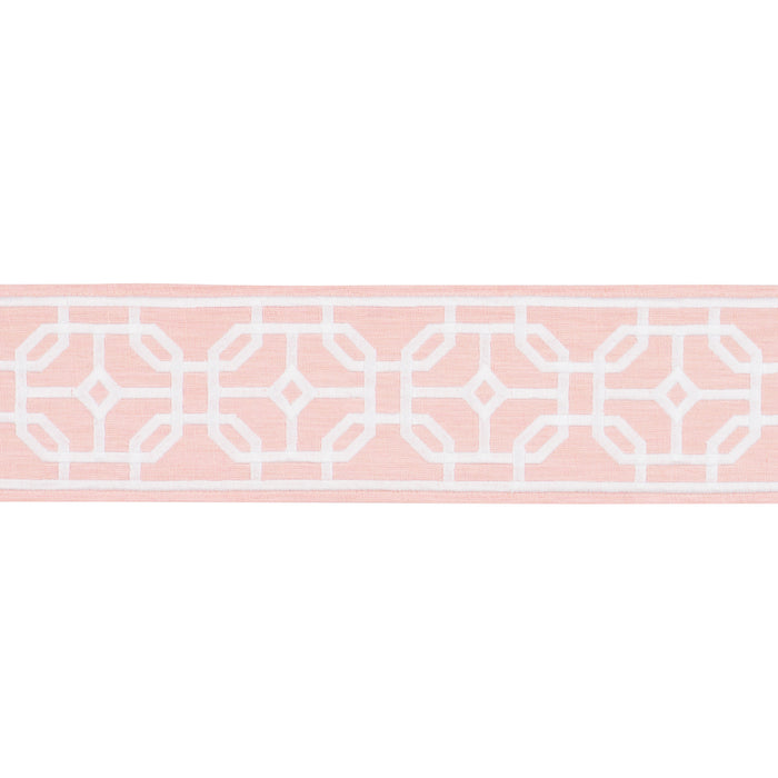 Schumacher Gazebo Trellis Tape Blush Trim 83654