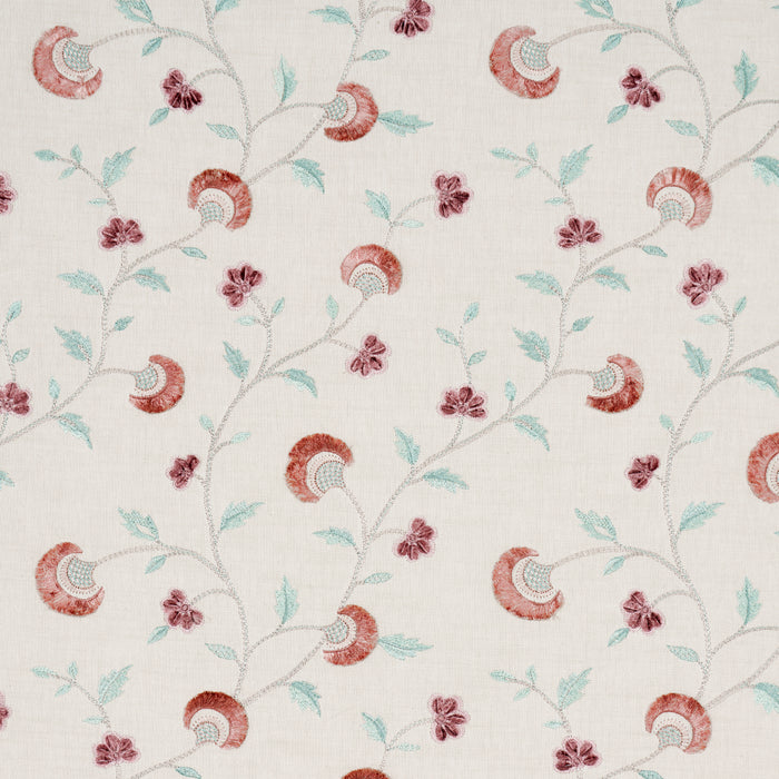 Schumacher Iyla Embroidery Rose & Natural Fabric 83660