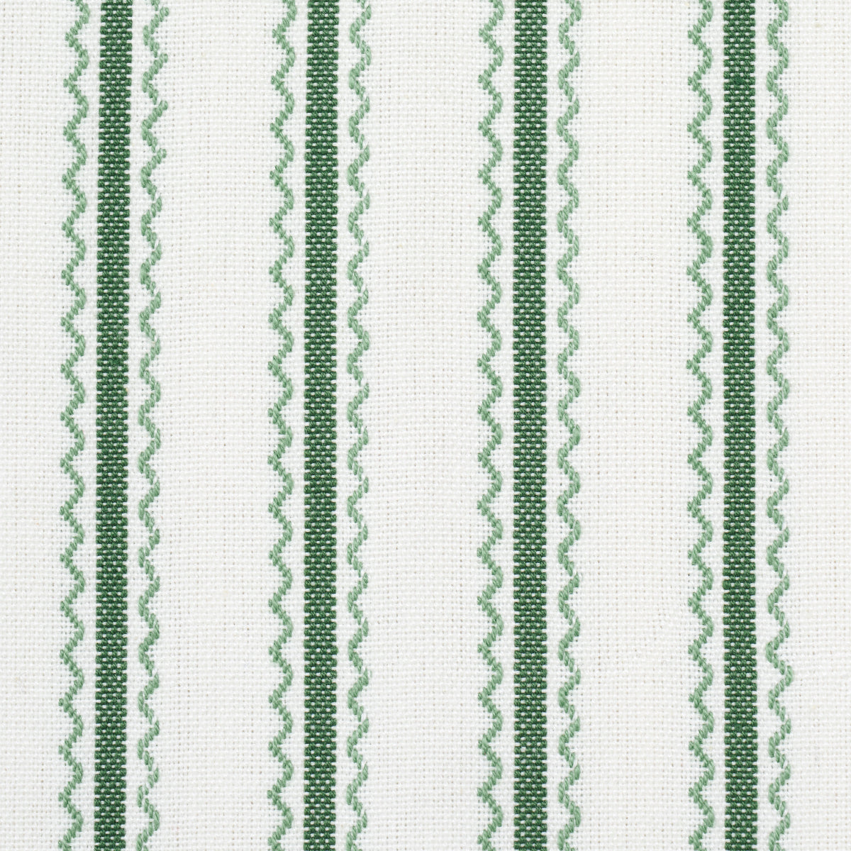 Schumacher Birdie Ticking Stripe Leaf Green Fabric 83700