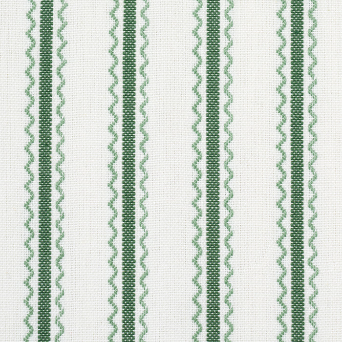 Schumacher Birdie Ticking Stripe Leaf Green Fabric Sample 83700