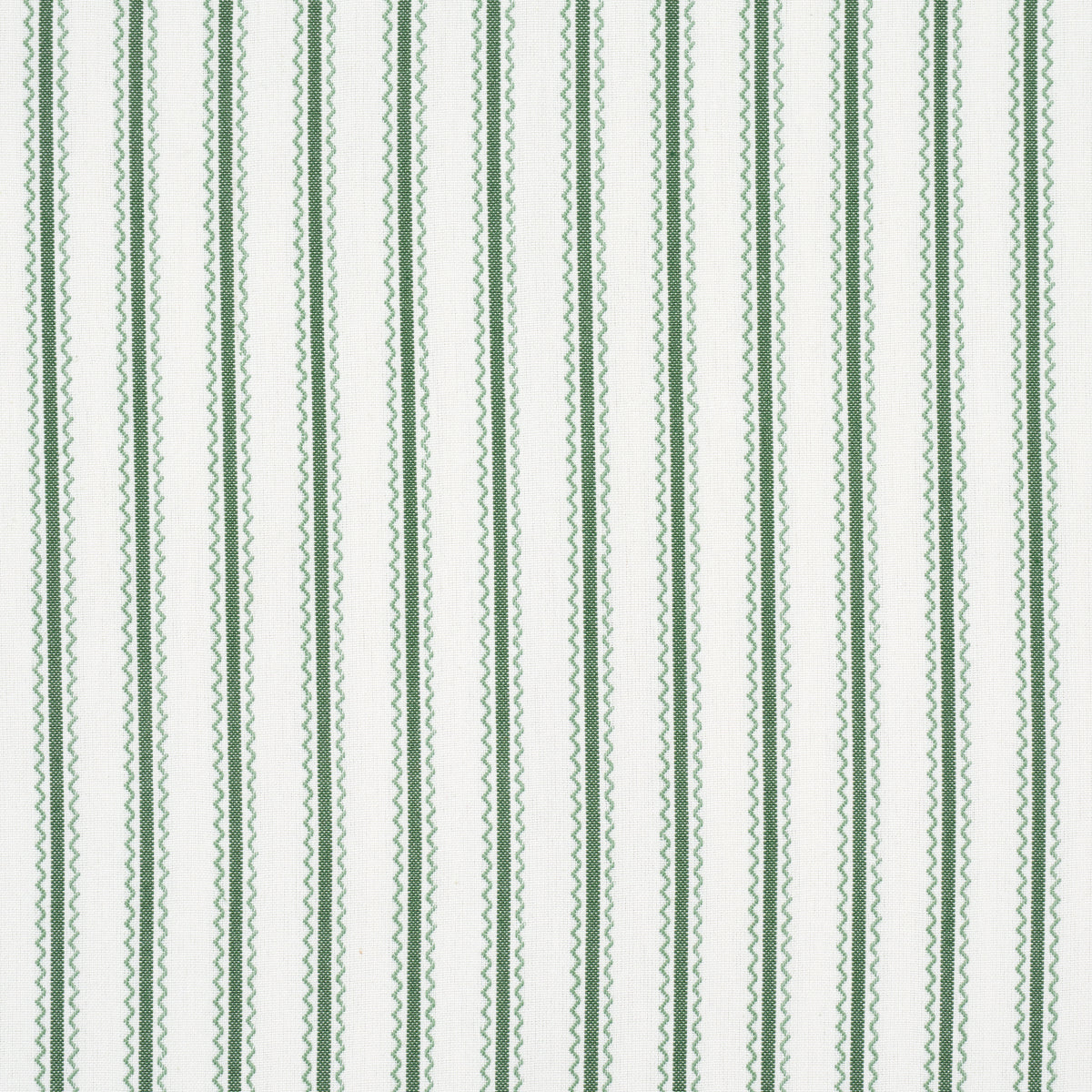 Schumacher Birdie Ticking Stripe Leaf Green Fabric 83700