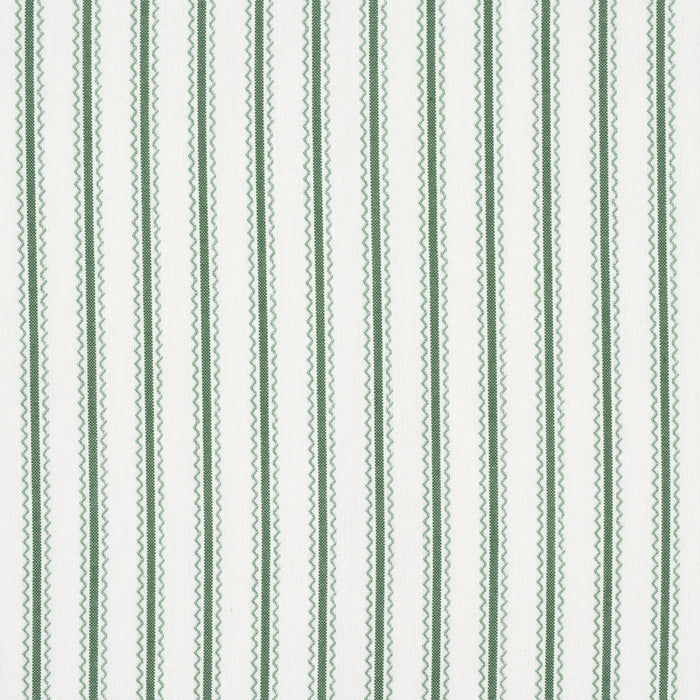 Schumacher Birdie Ticking Stripe Leaf Green Fabric Sample 83700