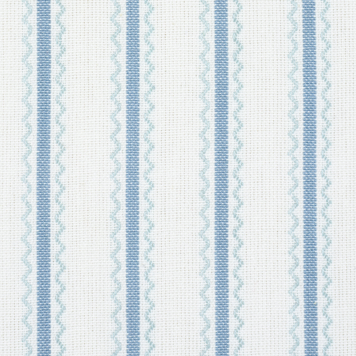 Schumacher Birdie Ticking Stripe China Blue Fabric Sample 83701