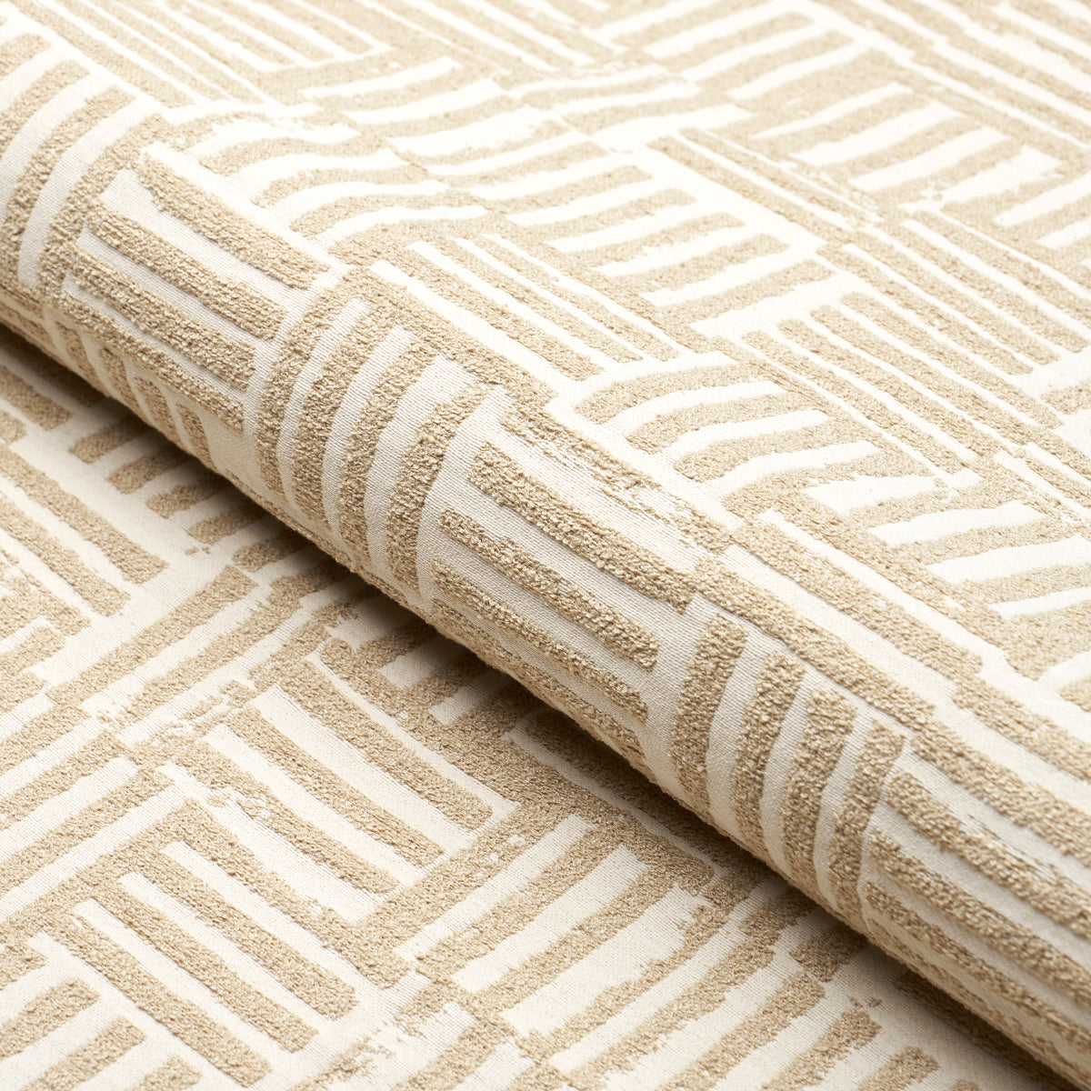 Schumacher Patchwork Sand Fabric 83821