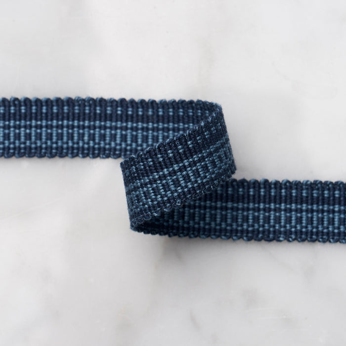 Schumacher Cotton Strie Tape Narrow Indigo Trim Sample 83950