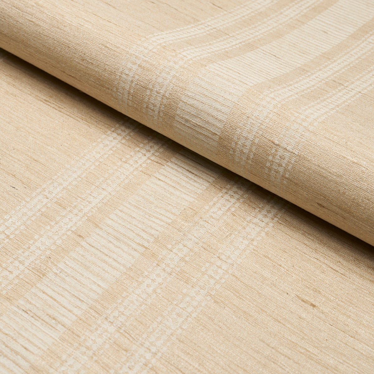 Schumacher Cassia Handwoven Silk Stripe Natural Fabric Sample 83990