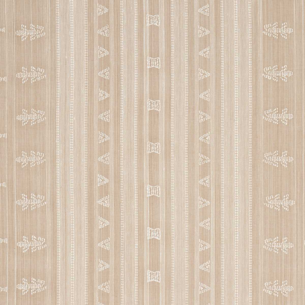 Schumacher Nima Embroidered Cotton Linen Tan Fabric 84062