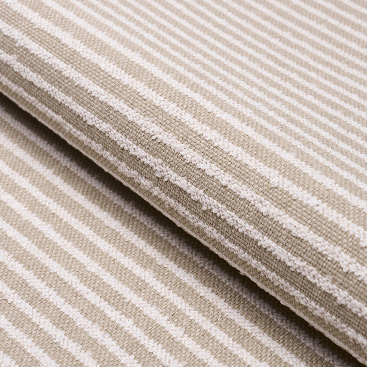 Schumacher Bouclé Stripe Indoor/Outdoor Flax Fabric 84261