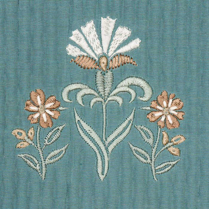 Schumacher Elmslie Embroidery Teal Fabric 84370