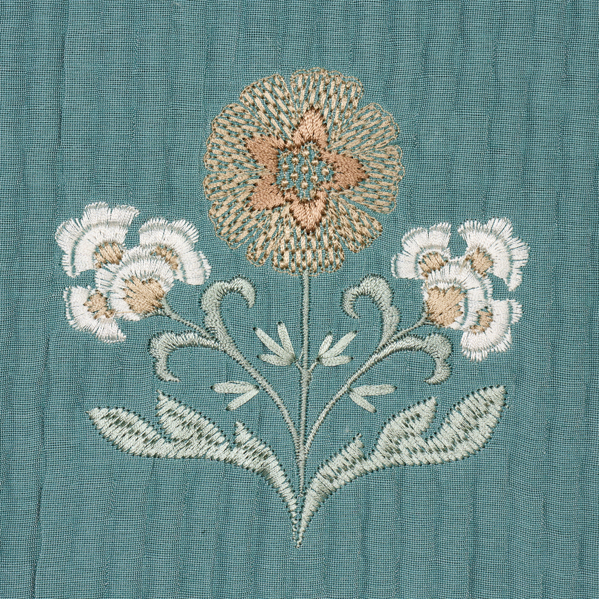 Schumacher Elmslie Embroidery Teal Fabric 84370