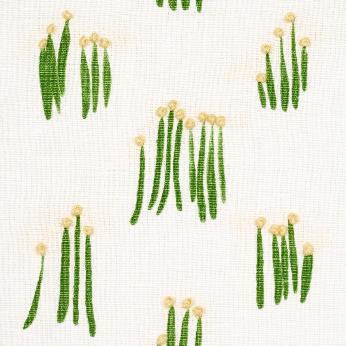 Schumacher Meadow Button Hand Embroidery Yellow Fabric 84390