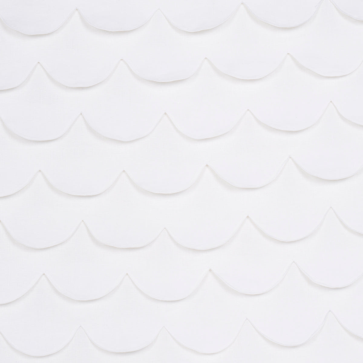 Schumacher Prep School Hand Pieced Scallop White Fabric 84400