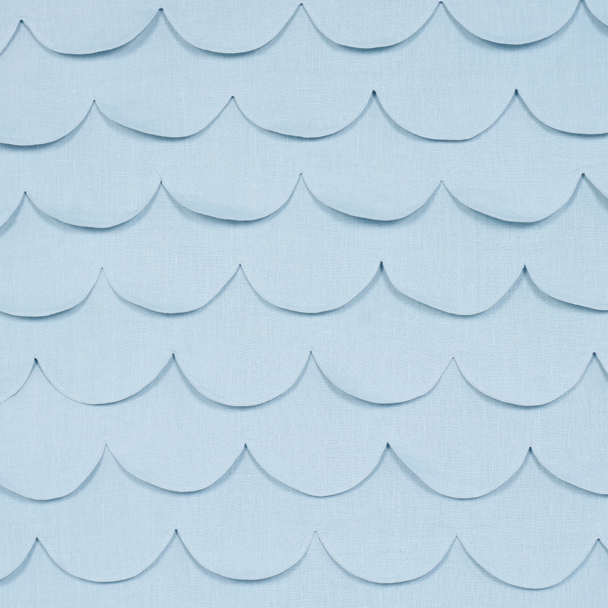 Schumacher Prep School Hand Pieced Scallop Blue Fabric 84401