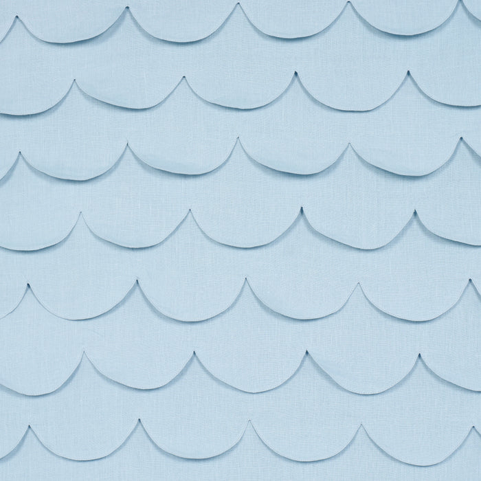 Schumacher Prep School Hand Pieced Scallop Blue Fabric 84401