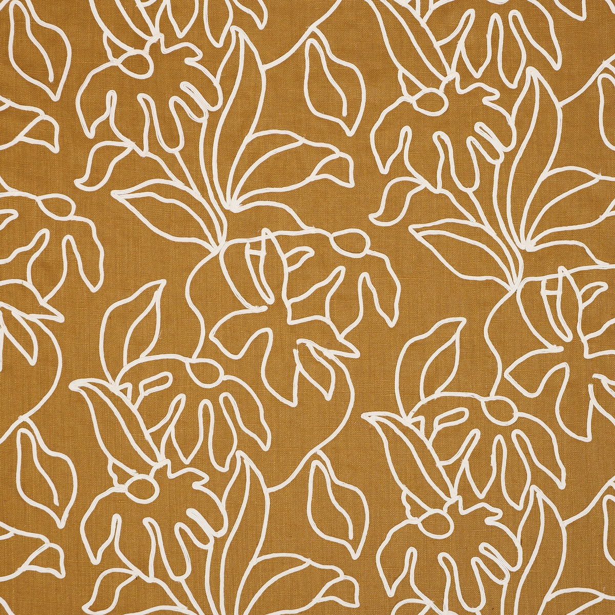 Schumacher Lola Embroidery Saffron Fabric 84411