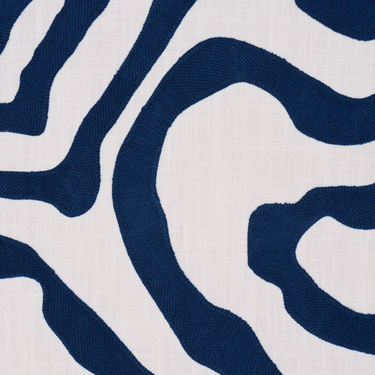 Schumacher Defeo Embroidery Indigo Fabric 84432