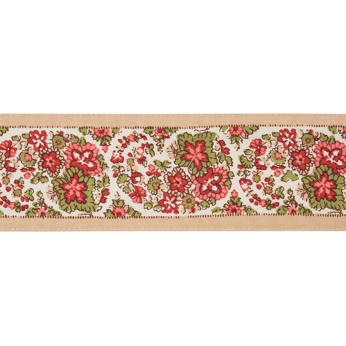 Schumacher Ines Paisley Trim Rose & Cognac Trim Sample 84442