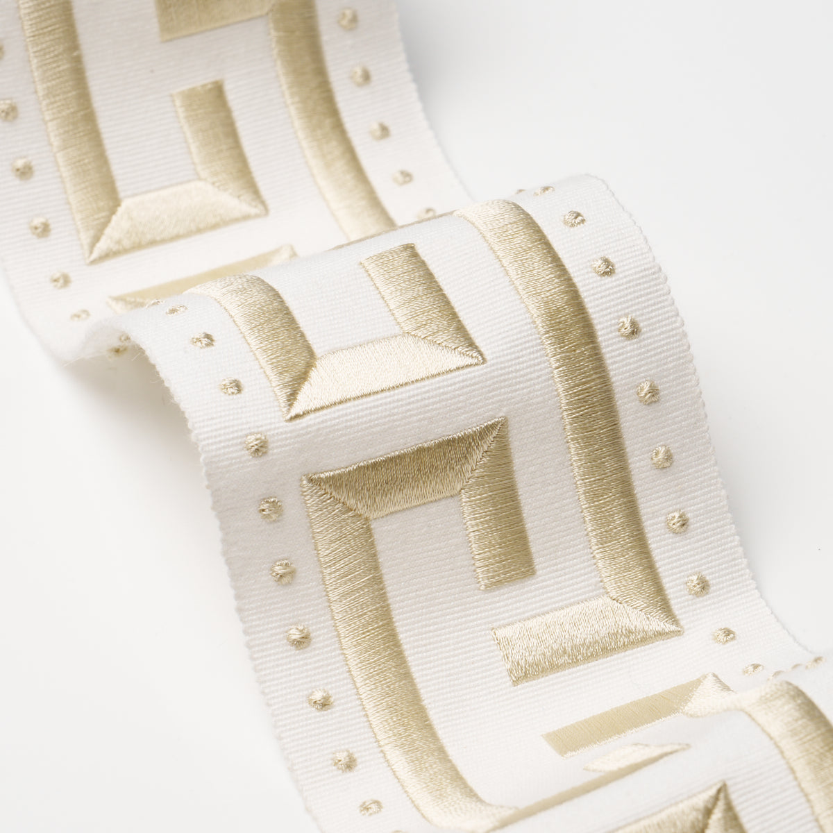 Schumacher Margo Fret Ivory Trim Sample 84584