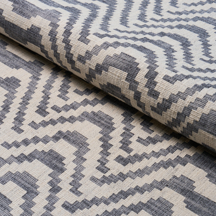 Schumacher Stepped Chevron Indigo Fabric 84640