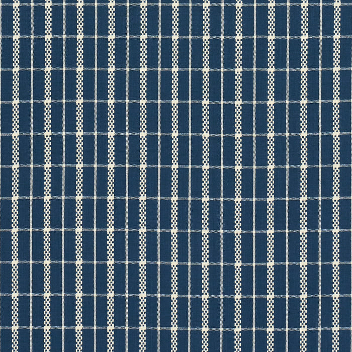 Schumacher Boyd Check Indigo Fabric Sample 84681