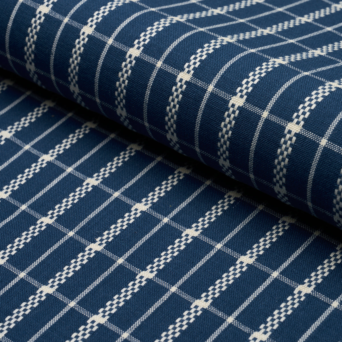 Schumacher Boyd Check Indigo Fabric 84681