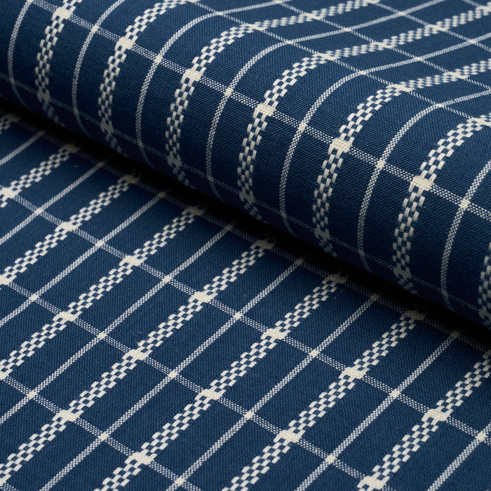 Schumacher Boyd Check Indigo Fabric Sample 84681