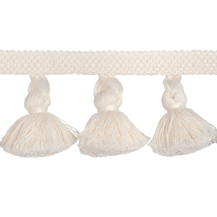 Schumacher Cotton Tassel Fringe Ivory Trim Sample 84690