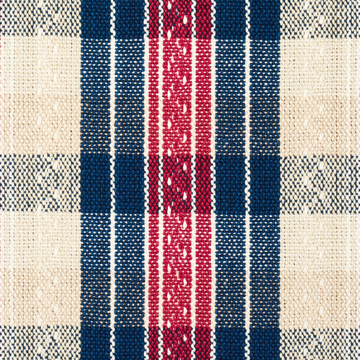 Schumacher Fonda Hand Woven Plaid Rouge & Navy Fabric Sample 84720