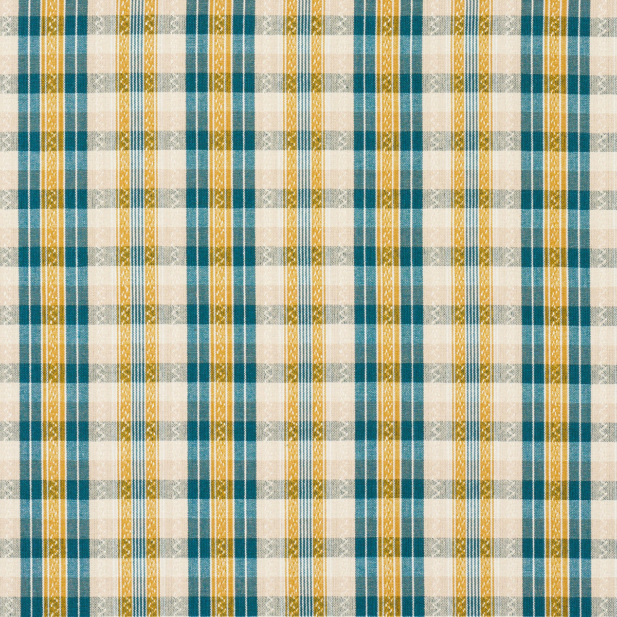 Schumacher Fonda Hand Woven Plaid Teal & Citron Fabric 84722