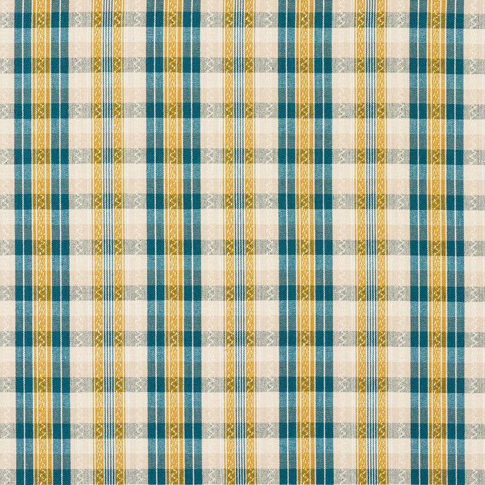 Schumacher Fonda Hand Woven Plaid Teal & Citron Fabric Sample 84722