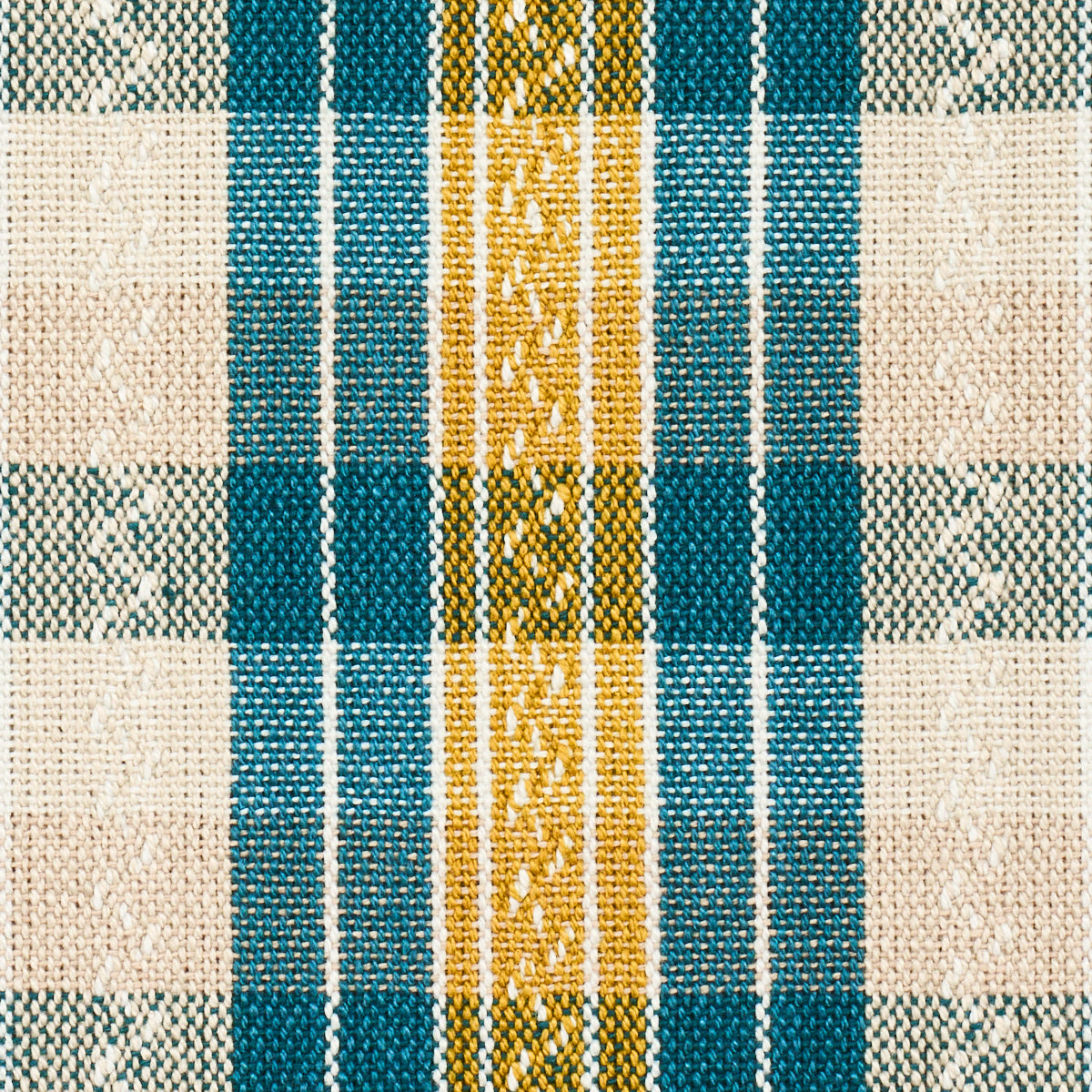 Schumacher Fonda Hand Woven Plaid Teal & Citron Fabric 84722