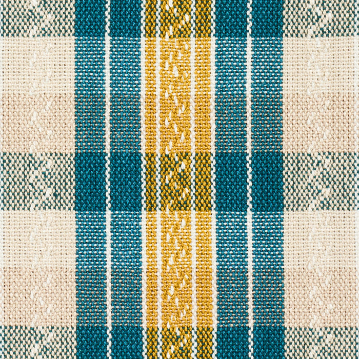 Schumacher Fonda Hand Woven Plaid Teal & Citron Fabric 84722