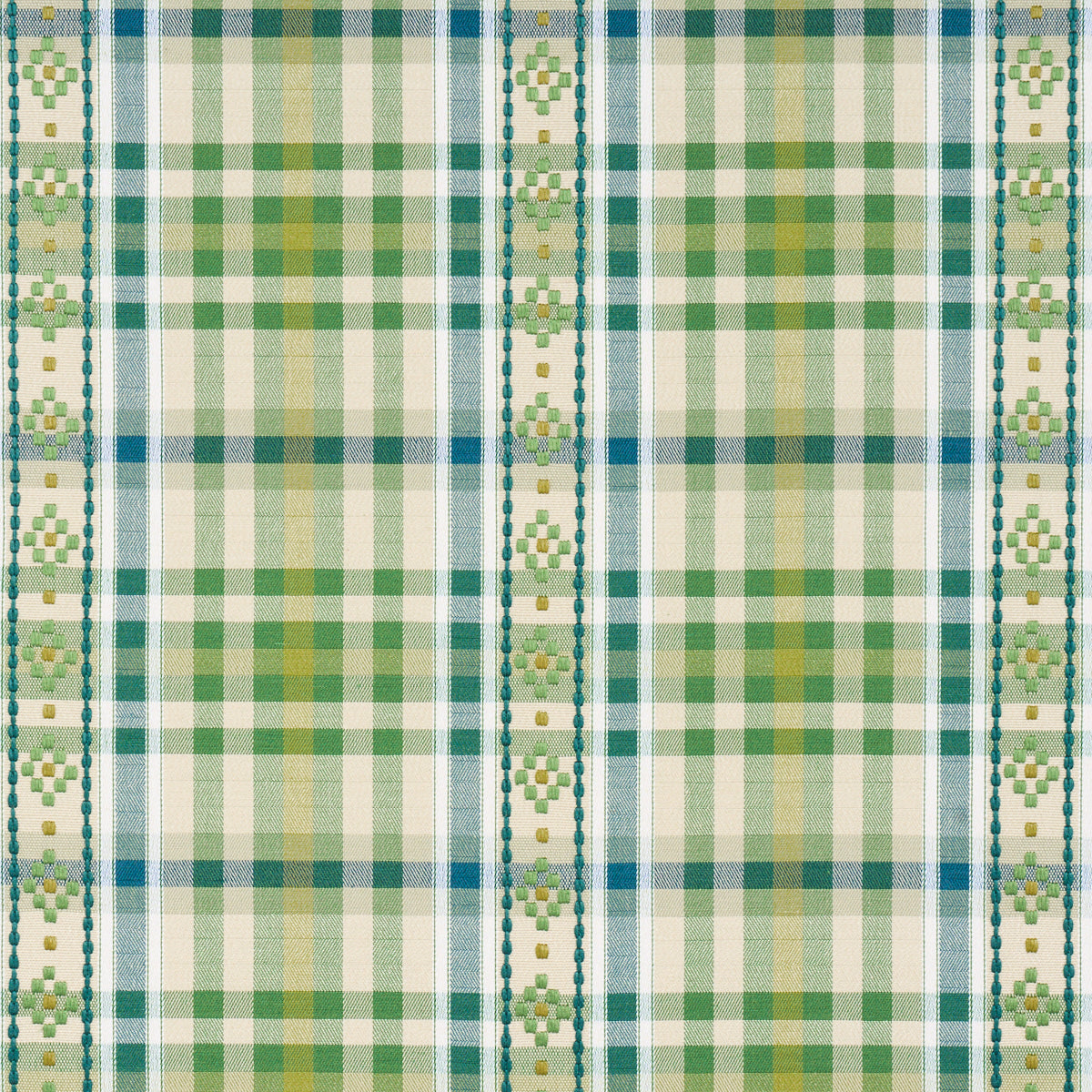 Schumacher Hutton Hand Woven Check Leaf Fabric 84731