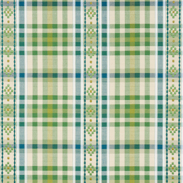 Schumacher Hutton Hand Woven Check Leaf Fabric 84731