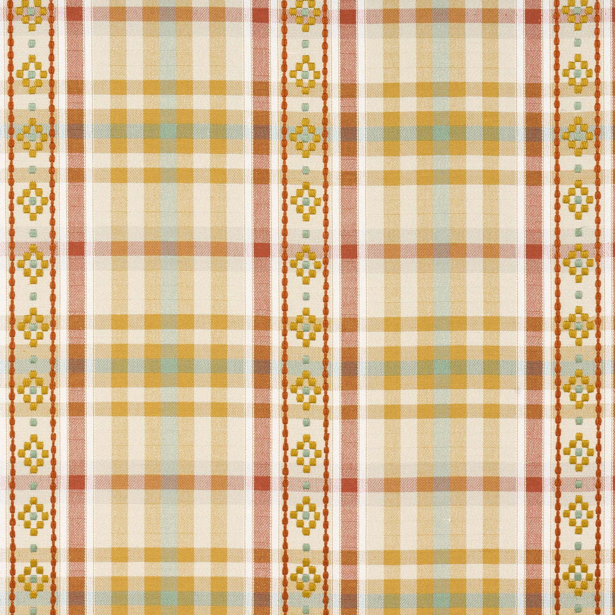 Schumacher Hutton Hand Woven Check Ochre Fabric 84732